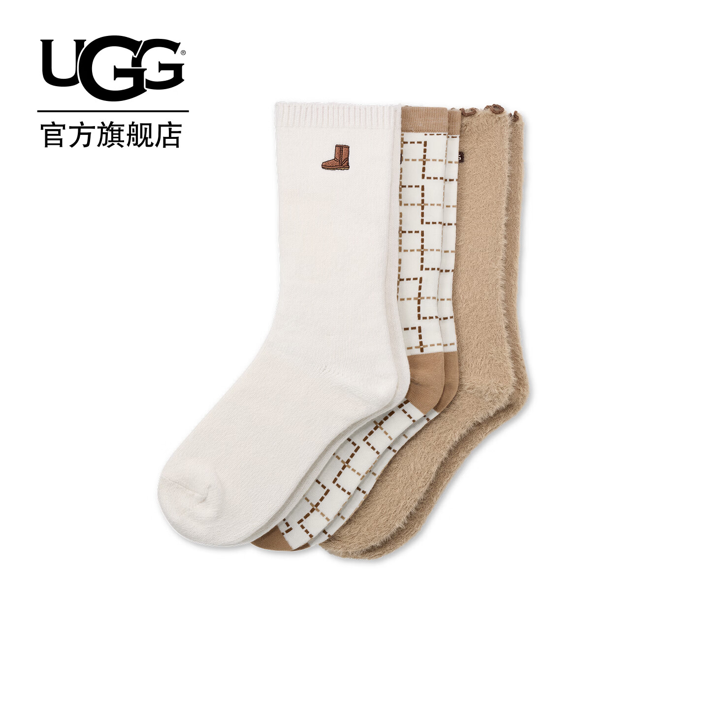 UGG秋季新款女士时尚舒适简约休闲经典后跟袜 1181414 CCBT | 经典色/格子/沙色 均码