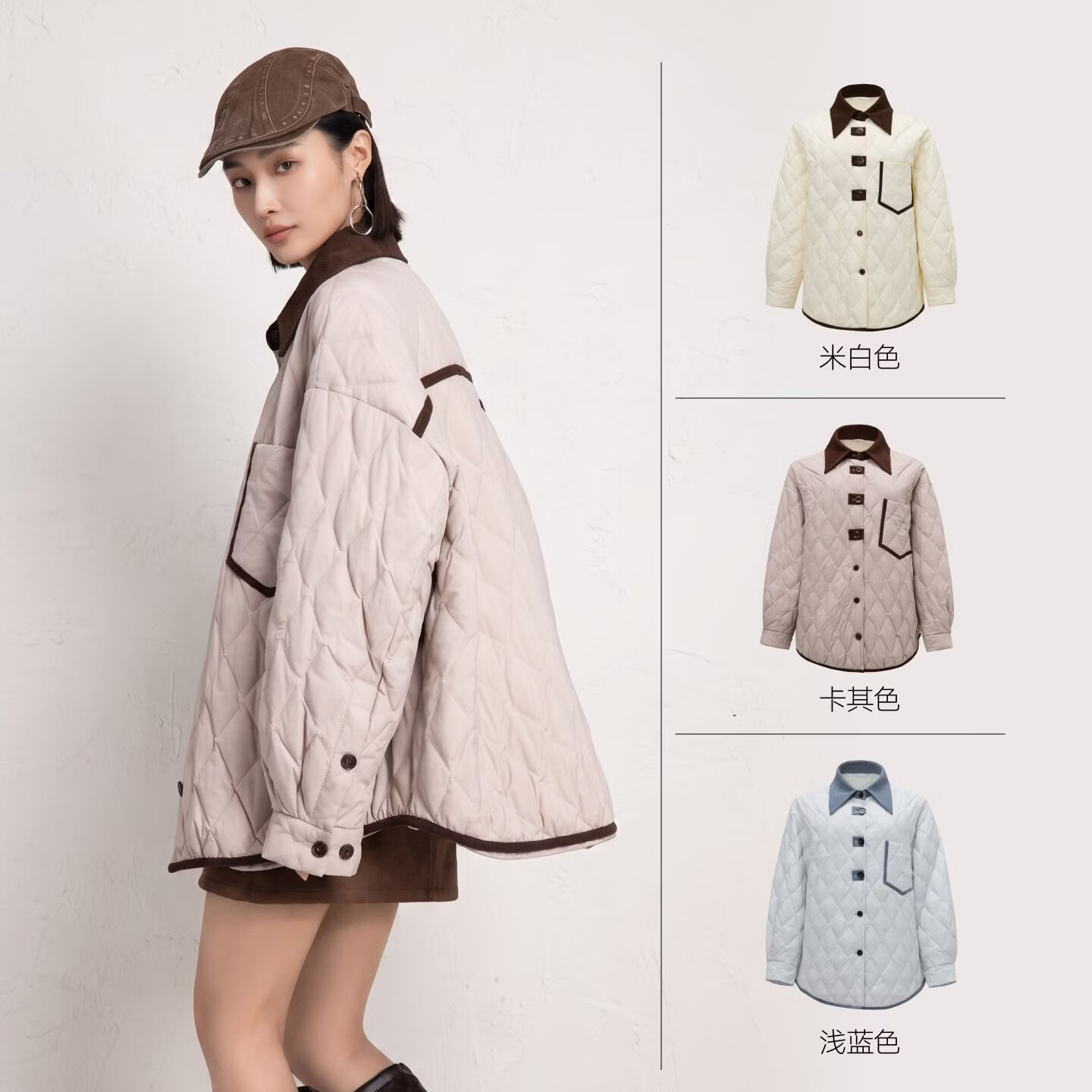 【鹦鹉梨专属】冬季鹅绒短款羽绒服轻薄保暖休闲外套 浅蓝色 【甄选鹅绒】 M 90-125胸围126