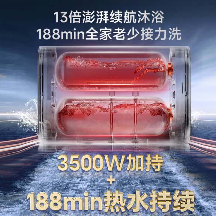 AO.GDSMISI史密思电热水器家用储水式洗澡速热扁桶镁棒免更换一级能效双胆速热50L60升80升100升 100L 3500W 速热+增容+WiFi智控+白