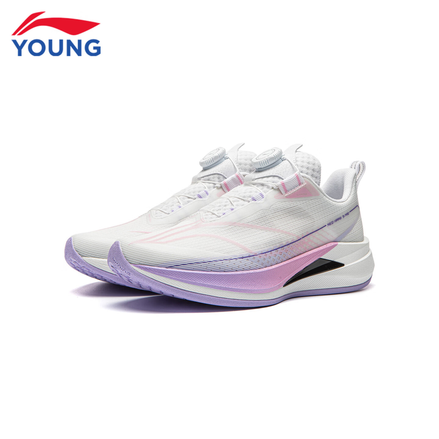 李宁(LI-NING)儿童跑步鞋2026秋季新款赤兔9PRO男女大童低帮䨻丝轻量高回弹跑鞋 标准白/初荷粉22-6 赤兔9 PRO纽扣 33