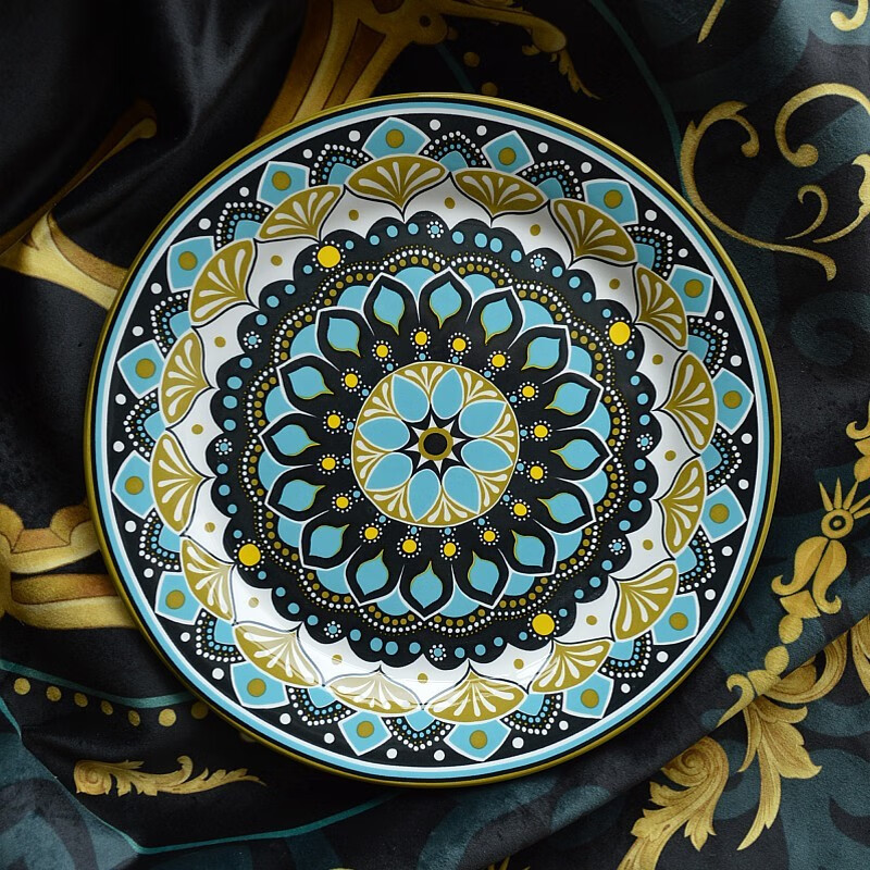 古艾guai 波西米亚风情盘子家用创意釉下彩陶瓷餐具装饰盘菜盘欧式