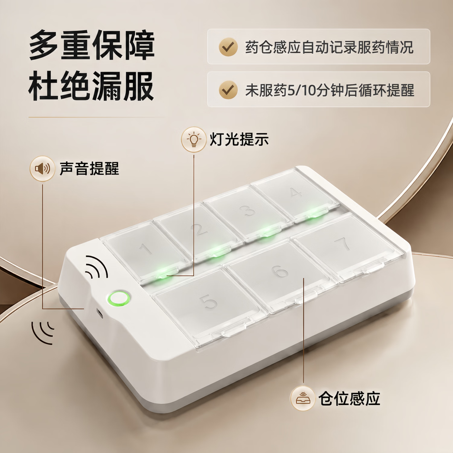 优乐合LE-CARE智能药盒 定时吃药提醒 三重防遗漏微信通知 更能装更智能 4G云端版 【异地家人远程监督服药记录】