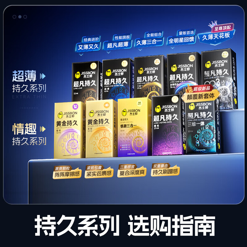 杰士邦超凡持久003超薄延时避孕套安全套持久男专用防敏感套byt 【加量更久更薄-纯10只】超凡持久超薄组