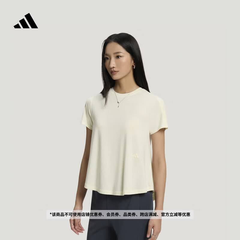 adidas SOFT LUX轻柔雅凉感透湿排汗休闲短袖T恤女装夏季阿迪达斯   云雾白   L