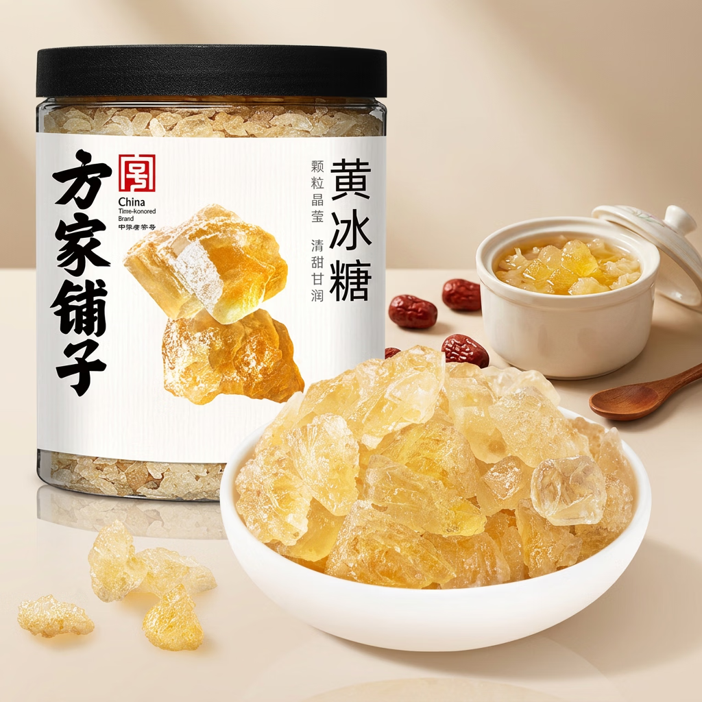 方家铺子冰糖600g【六星黄冰糖】中华老字号小粒黄糖老冰糖煲汤烘焙茶饮