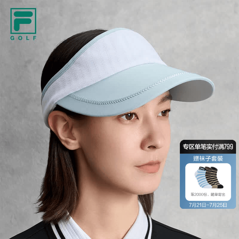 FILA 斐乐官方女新款空顶帽高尔夫运动帽简约蝴蝶结遮阳帽鸭舌帽 淡雅蓝-LB