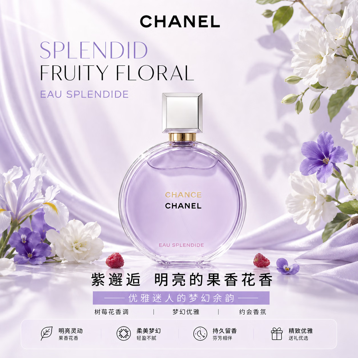 香奈儿CHANEL邂逅柔情淡香水女士正品礼盒情人节生日礼物送女友 紫邂逅梦幻浓香 100ML（礼盒礼袋）