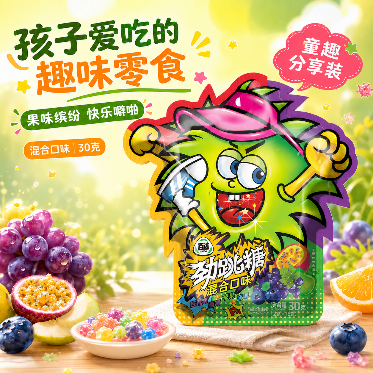 百达跳跳糖 30g爆炸糖 零食糖果 聚会儿童分享哄娃神器混合口味