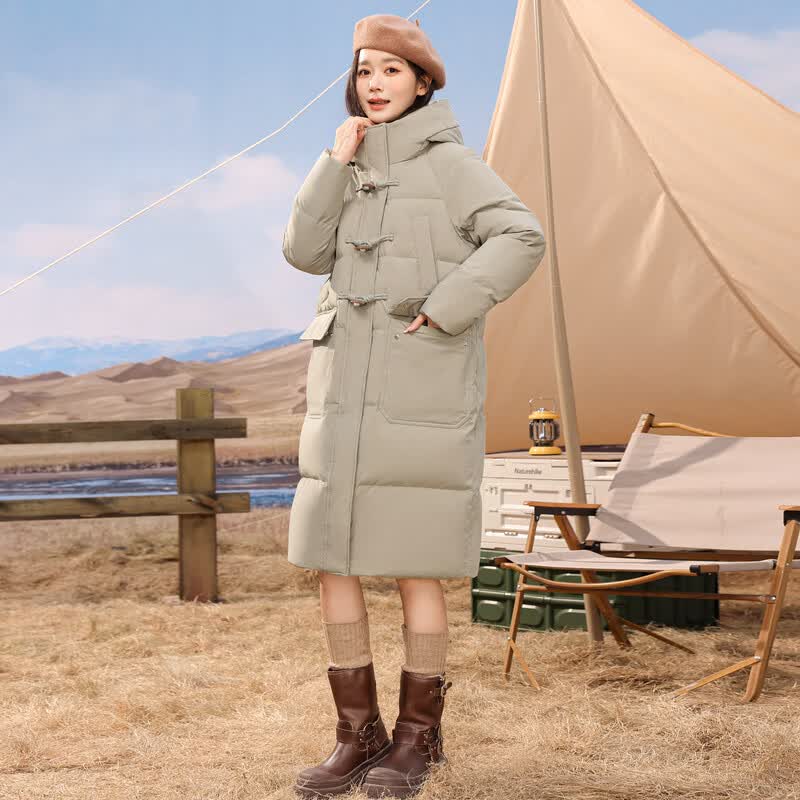 雪中飞【清仓】羽绒服女百搭情侣羽绒服舒适连帽女士中长款羽绒服鸭绒 苍松绿|4487-0092F S 165/88A