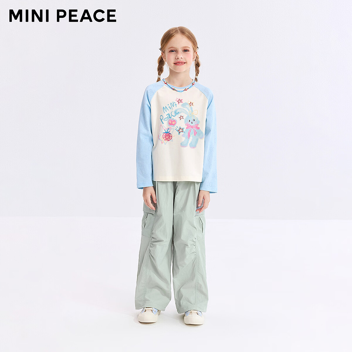 MiniPeace太平鸟童装女童长袖T恤FBCPF1222 云雾白 130cm