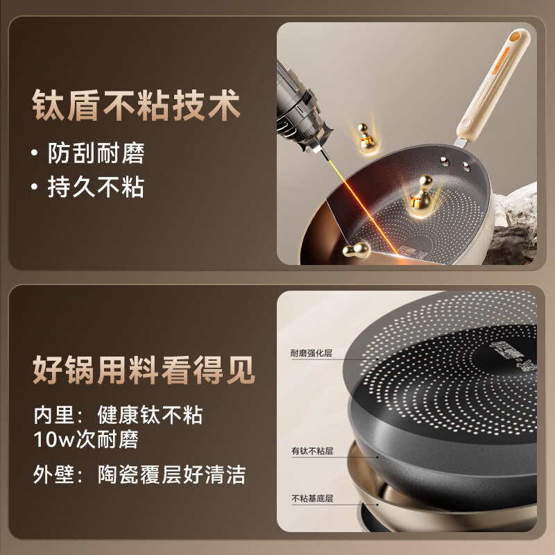 爱仕达有钛平底锅不粘锅聚油煎锅家用牛排煎鸡蛋锅家用燃气电磁炉煎锅 聚油·钛不粘煎锅 28cm