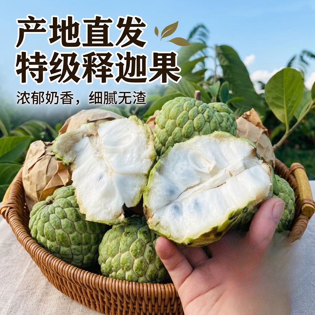 当季新鲜大目释迦果当季整箱孕妇水果佛头果热带批发市场顺丰 一级大果（单果300-450g）6斤