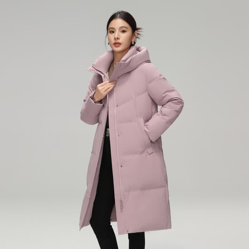 雪中飞中长款羽绒服女【清仓】百搭情侣羽绒服舒适连帽女士羽绒服鸭绒 香芋紫|6022-3994F XS 160/84A 京东折扣/优惠券