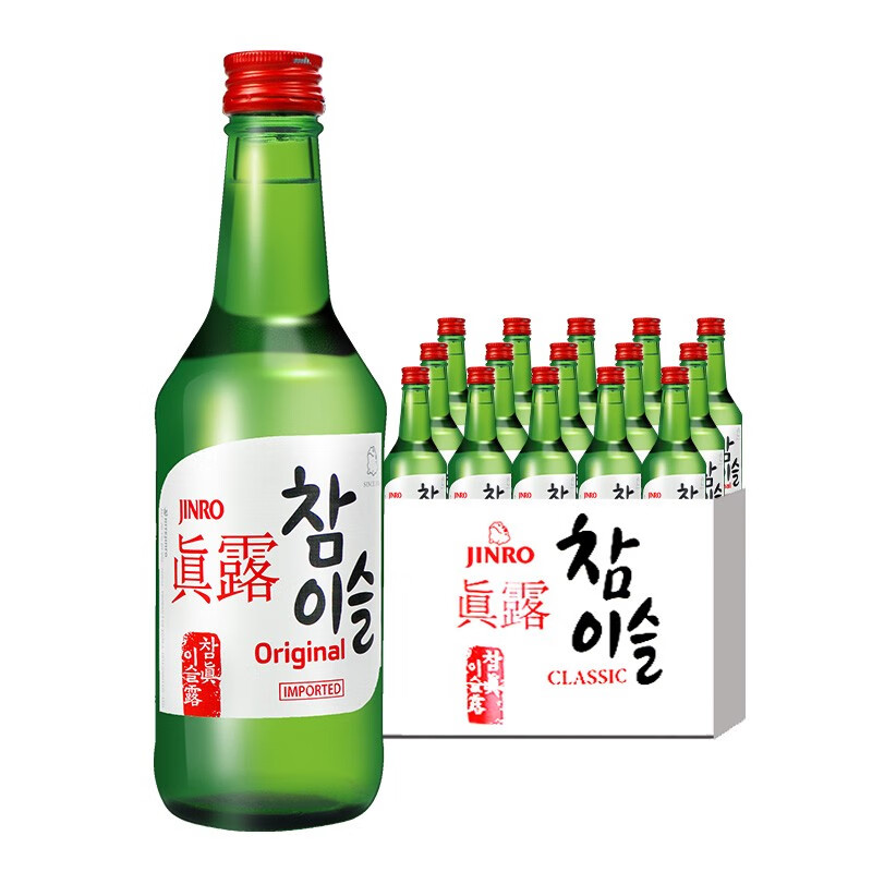 真露(jinro)烧酒青葡萄味清酒低度酒水360ml瓶装韩国进口米酒利口酒果