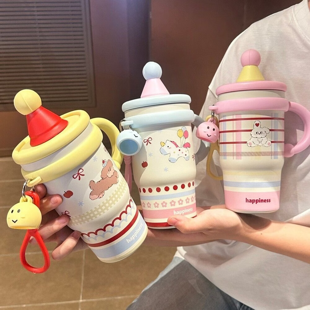 亚创优品+迷你冰霸杯不锈钢保冷保温杯女高颜值吸管杯可爱大容量儿童水杯子 迷你冰霸杯【黄色600ML】 无规格