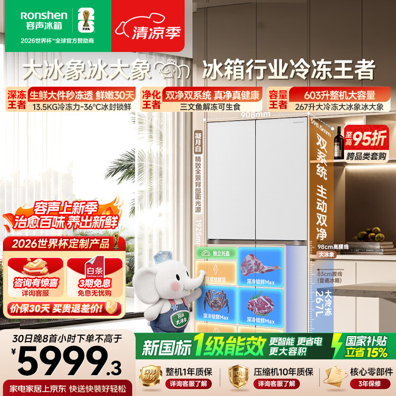 容声旗舰店冰箱 1566.9元，容声自营冰箱 8837元 - 86线报