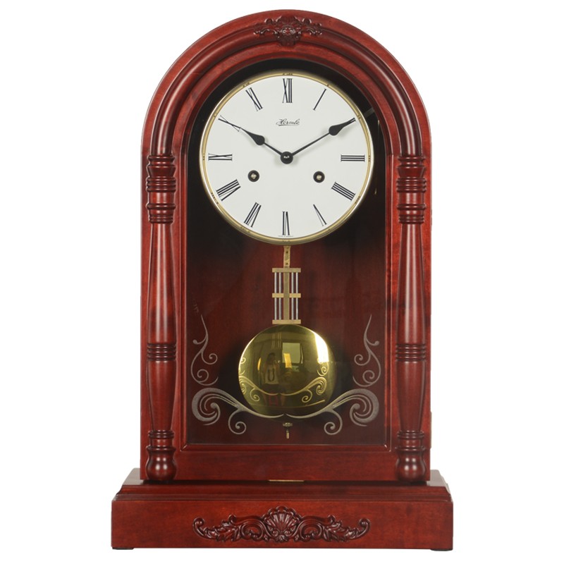 汉时(hense)座钟欧式复古实木台钟客厅家饰报时立钟德国赫姆勒14天