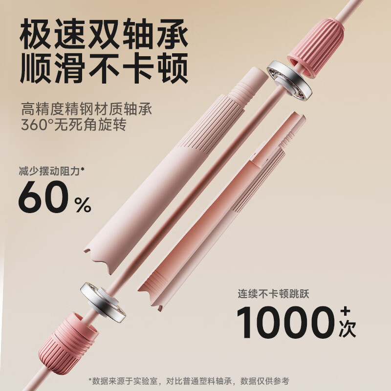 安踏(ANTA)跳绳双轴承儿童小学生初学运动健身专业竞速跳绳健身成人中考试绳 经典粉【高速轴承】可写名字