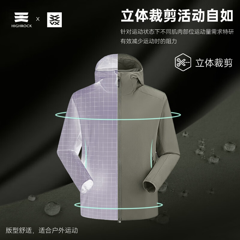 天石鹅铠甲男款连帽户外徒步防风衣运动风衣软壳夹克G417 苍松绿 2XL