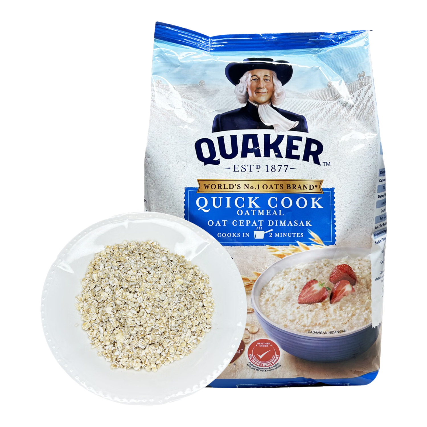 桂格（QUAKER）快熟燕麦片800g 马来西亚进口 全谷物营养健康天然纯粹高纤轻卡