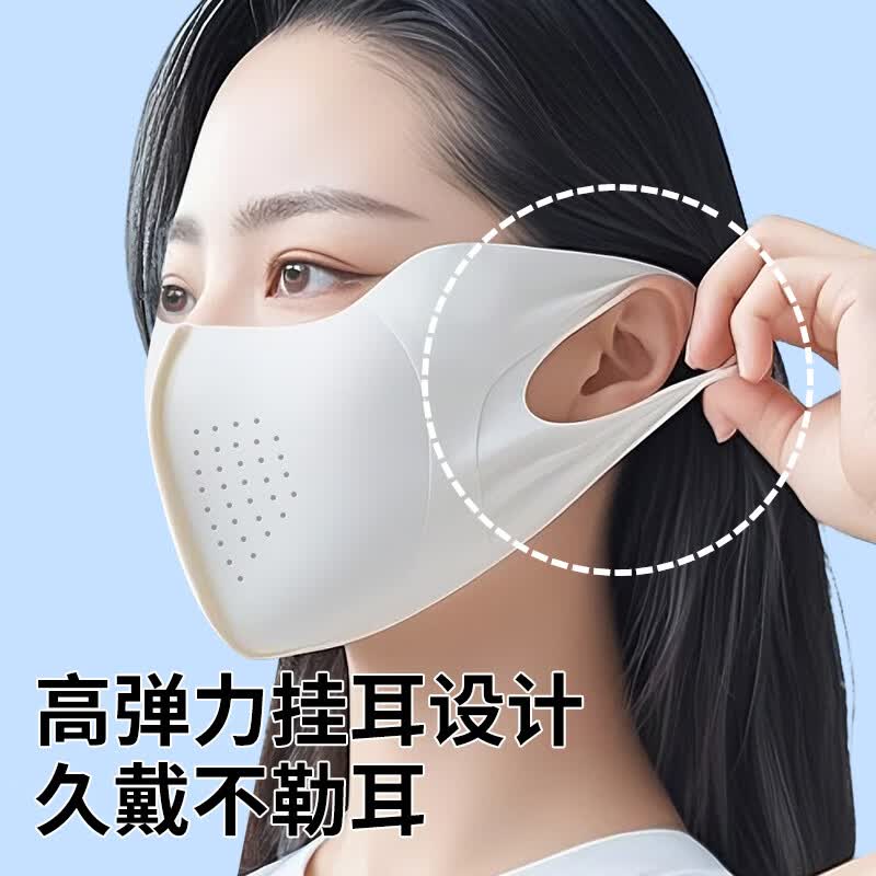 陈小懒(CHENXIAOLAN)防晒口罩透气高颜值薄款防紫外线的遮阳防护夏天冰丝透气专用运动 浅灰+深灰