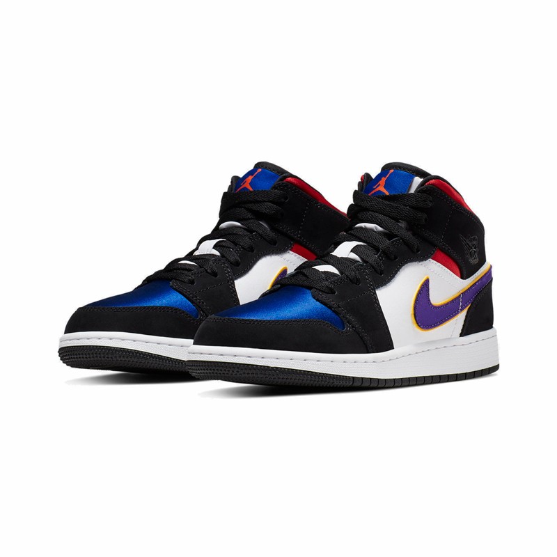 耐克(nike)air jordan1 mid se aj1中帮 湖人红蓝丝绸 板鞋  运动鞋
