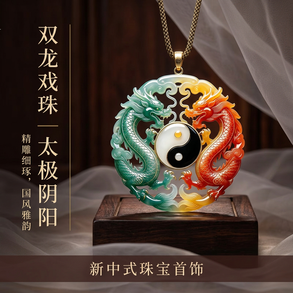 【镇店之宝】2026新款太极双龙高雅宫廷风吊坠送礼送家人XJS 【送礼盒】太极双龙吊坠