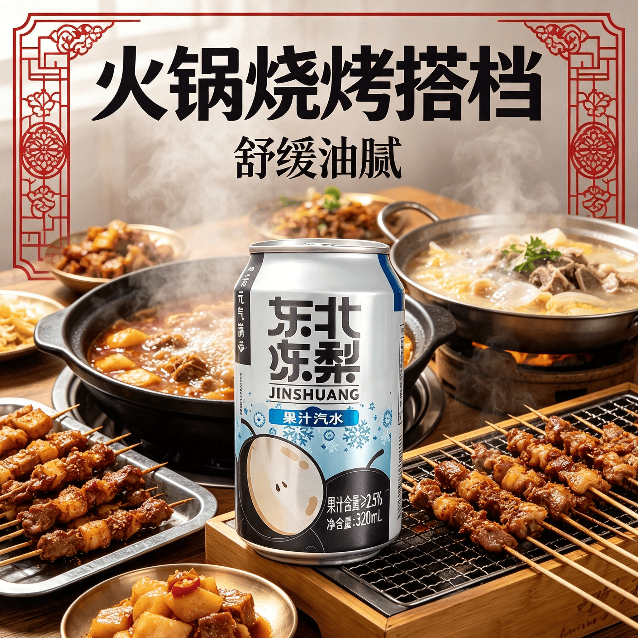 今爽东北冻梨汽水饮料气泡满满碳酸饮料320ml罐装气泡水厂家直发 24罐