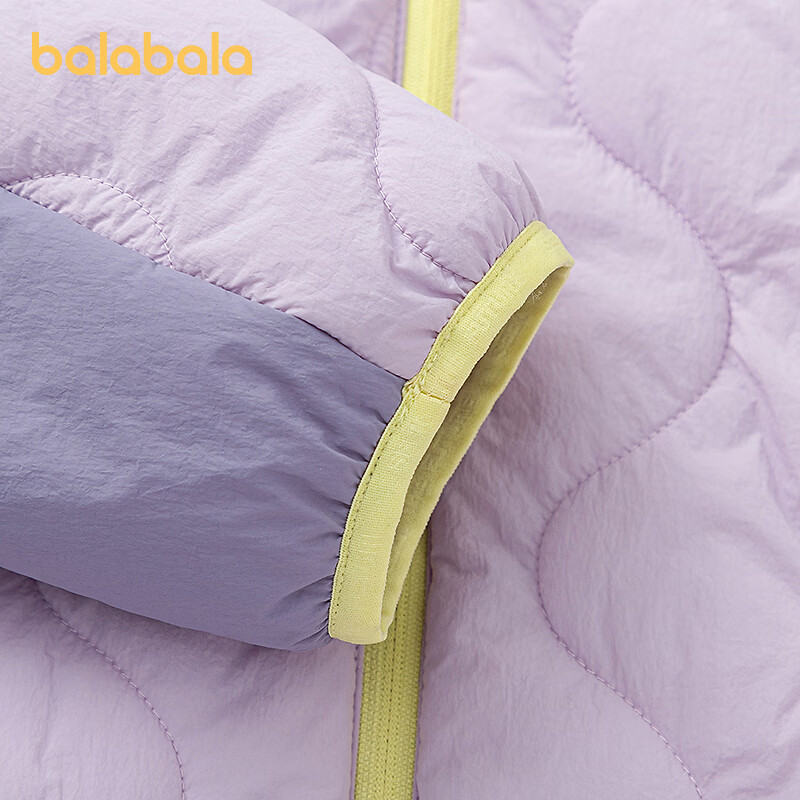 巴拉巴拉（BALABALA）女童棉服儿童中大童外套童装秋冬款中大童保暖抗菌衣服萌 粉紫70042 160