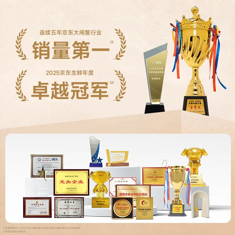 【礼券】阳澄联合大闸蟹礼券螃蟹卡蟹券海鲜礼盒礼品卡送礼提货券 尝鲜款1988型 公3.0两母2.0两 5对 10只