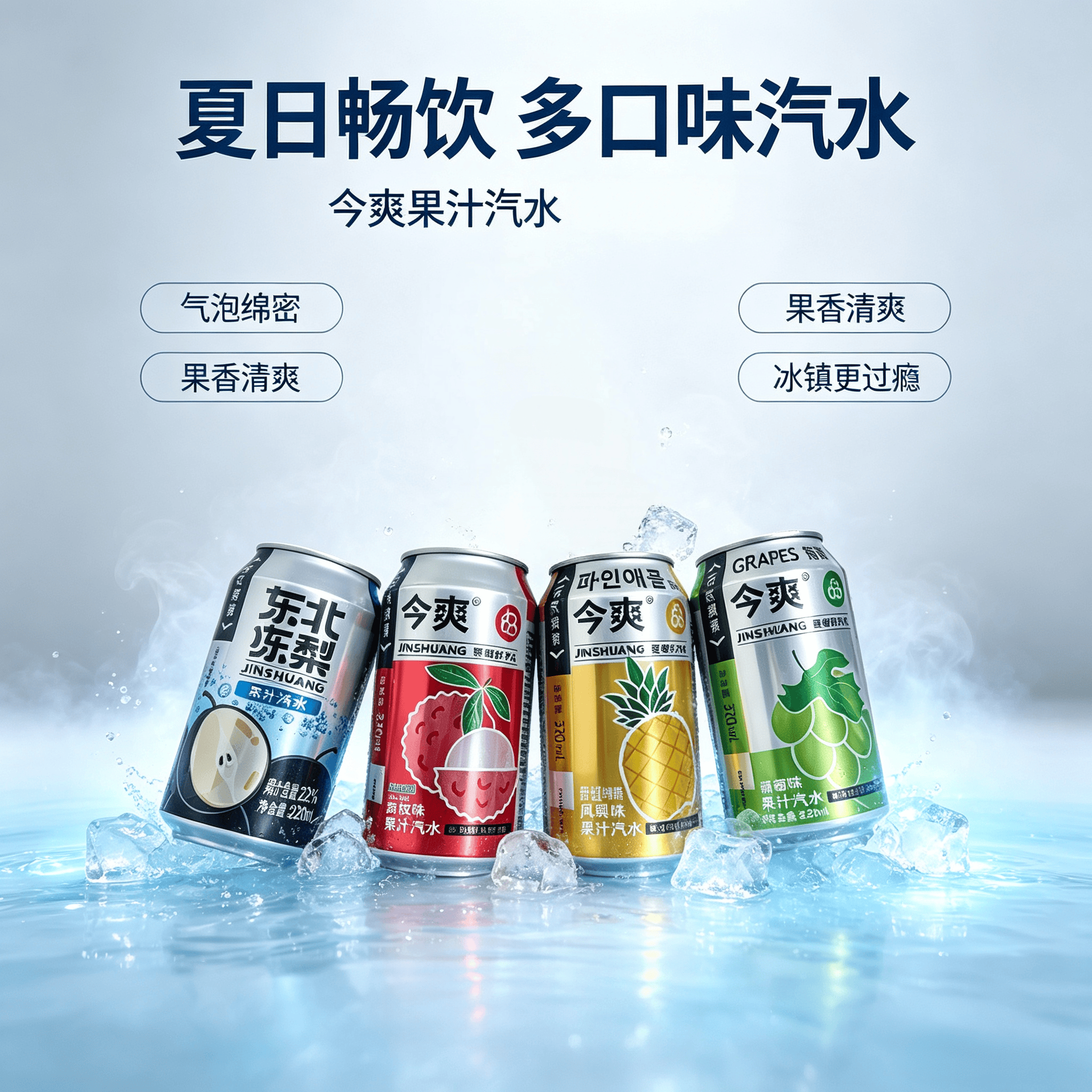 今爽东北冻梨荔枝凤梨葡萄口味汽水碳酸饮料320ml罐装厂家直发 葡萄12罐