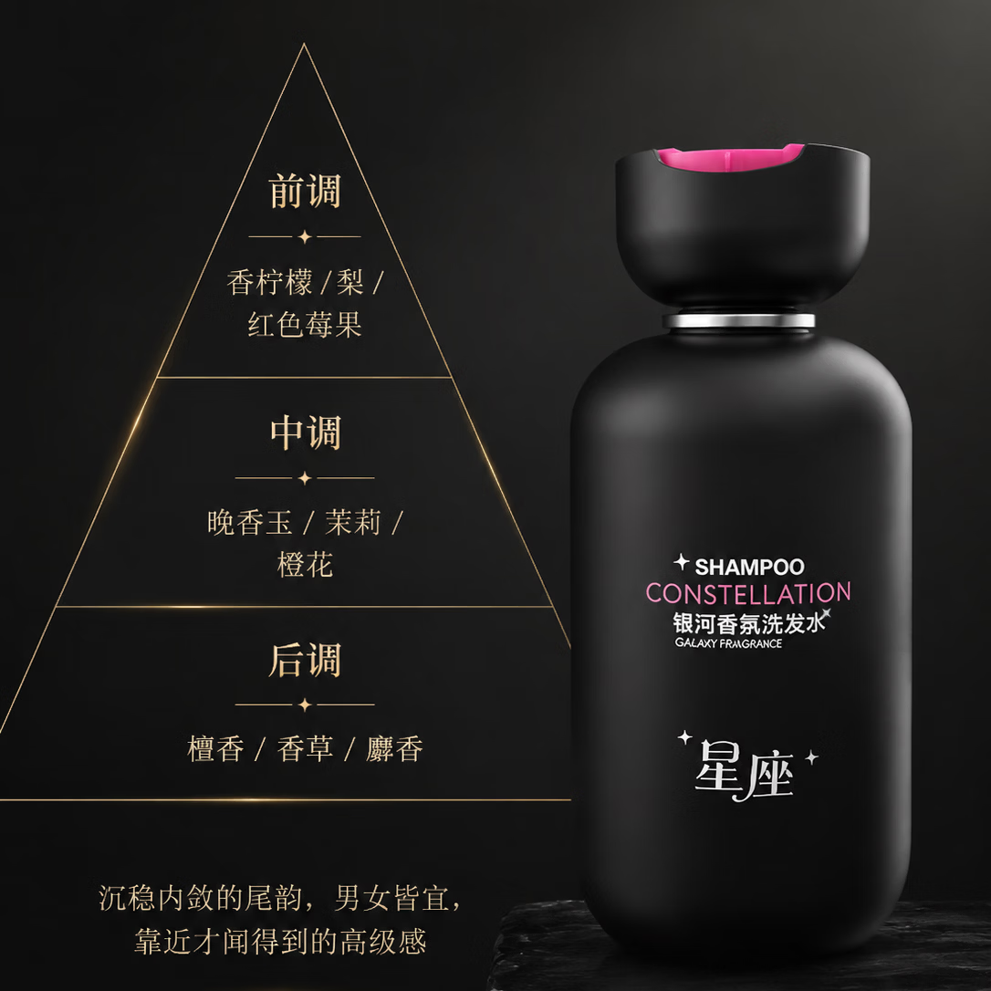 星座银河香氛洗发水防断发控油去屑清洁保湿芳香护发男女通用水象土象 白瓶 双鱼座