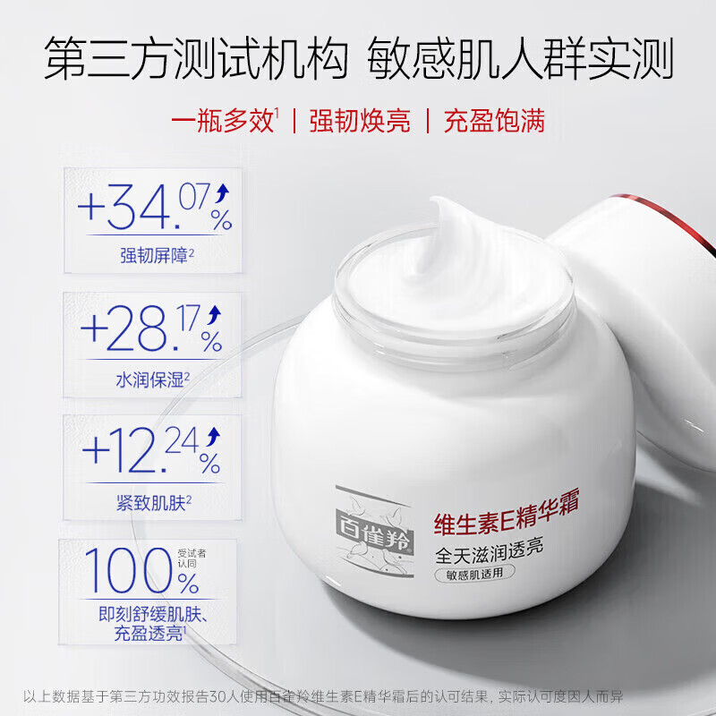 百雀羚面霜维生素E精华霜补水保湿滋润舒缓修护乳紧致抗皱男女士护肤品 维E面霜50g