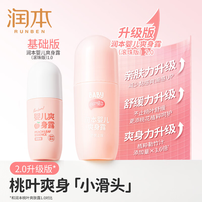 润本婴儿爽身露桃叶精华 新生儿液体爽身粉宝宝桃子水舒缓清爽不粘腻 【桃叶精华】婴儿爽身露50ml