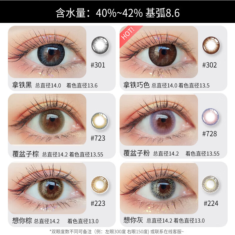 Merry dolly韩国进口美瞳年抛2片非离子彩色近视隐形眼镜网红混血自然薄款 巧克力灰14.2mm(2片/自带柔光灰) 350度