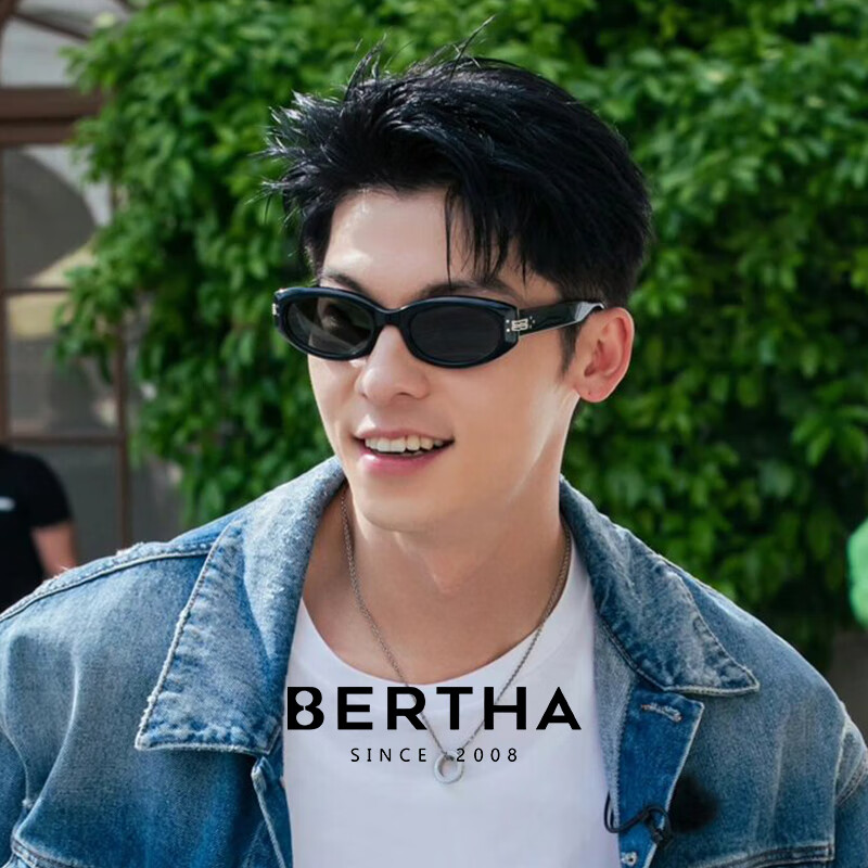 贝尔莎（bertha）猫眼墨镜男高级感近视镜太阳眼镜女防晒紫外线潮 MASS 01 曜石黑