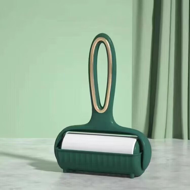 滚筒粘毛器卷纸替换立式去毛器轻奢宠物除毛器衣服除毛沾毛器镀金 10cm镀金小猫粘毛器绿共5卷纸