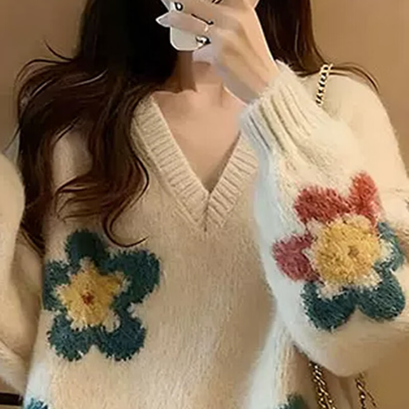 子牧棉麻2026秋冬装 女一整套独特时尚慵懒软糯毛衣+半身裙两件套装6559 白色上衣+短裙 均码 (建议95-140斤)