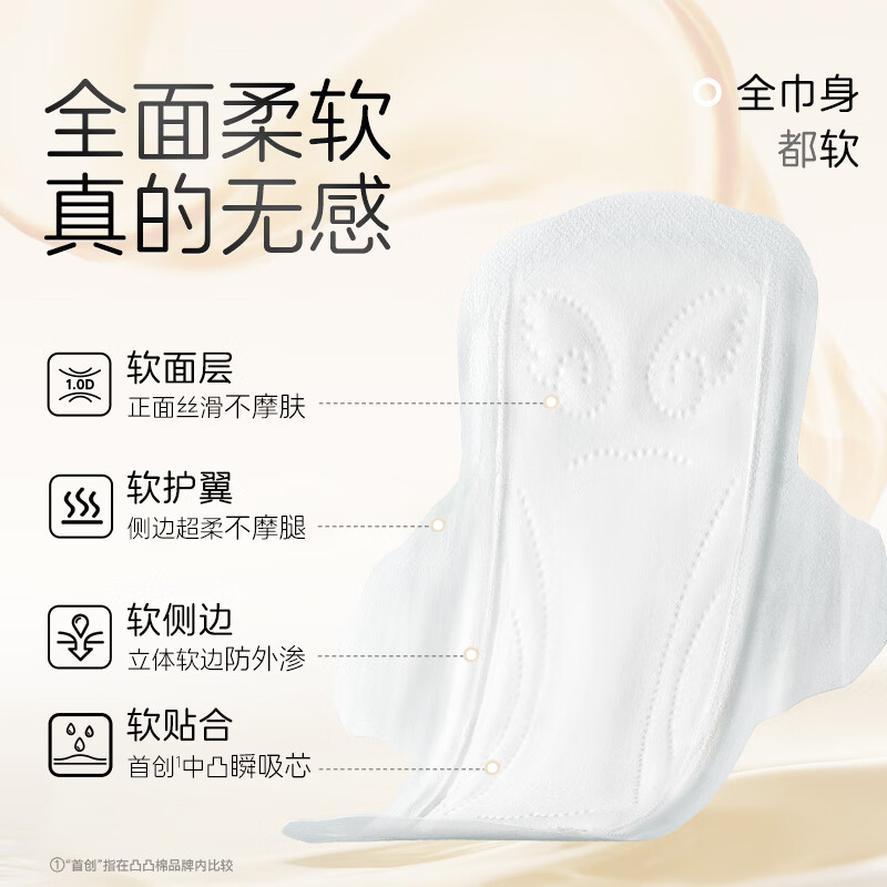 凸凸棉卫生巾日夜组合卫生巾户外通勤防漏安睡裤长效透气干爽超薄姨妈巾 【量多无忧】7包68片