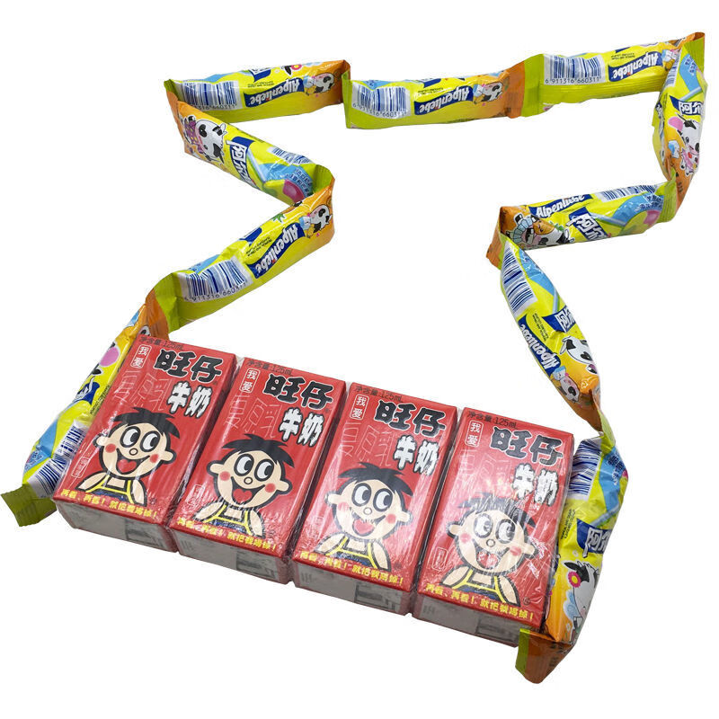 网红零食 抖音秋天的个包包旺仔牛奶挎包ad钙挎包网红阿尔卑斯棒棒糖