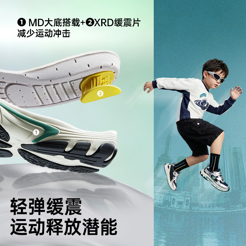 基诺浦儿童学步鞋2026年秋季新款1-5岁男女宝宝鞋子童鞋GW1955 燕尾蓝_亮银_亮镍色 27 170mm 适合脚长166-175mm