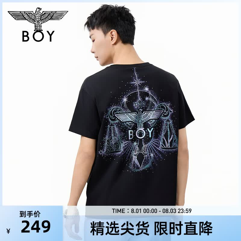 BOY LONDON【闪钻天平】时尚高街潮牌短袖夏季男女同款T恤N01111 黑色 L