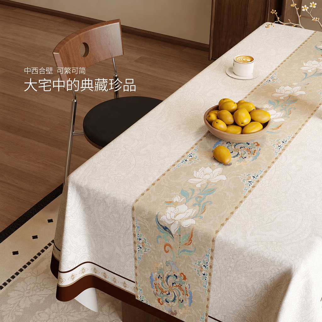 无印良品A类仿棉麻桌布防水防油免洗2026新款轻奢高级感餐桌布茶几台布 锦纹芳序-基础款 【仿棉麻肌理-0甲醛抑菌防水款】 80×140【适合0.7-0.9米茶几铺设】