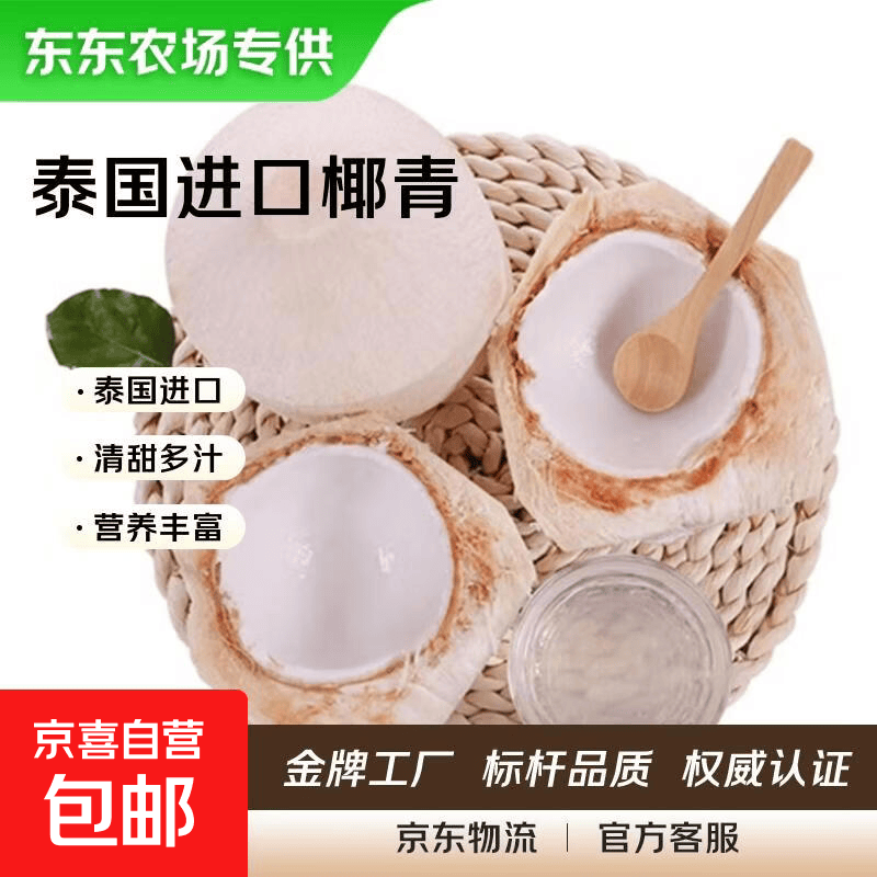 【东东农场专供】泰国进口椰青新鲜大椰子送开椰器吸管 泰国椰青2个装单果净重750克起送吸管开椰器
