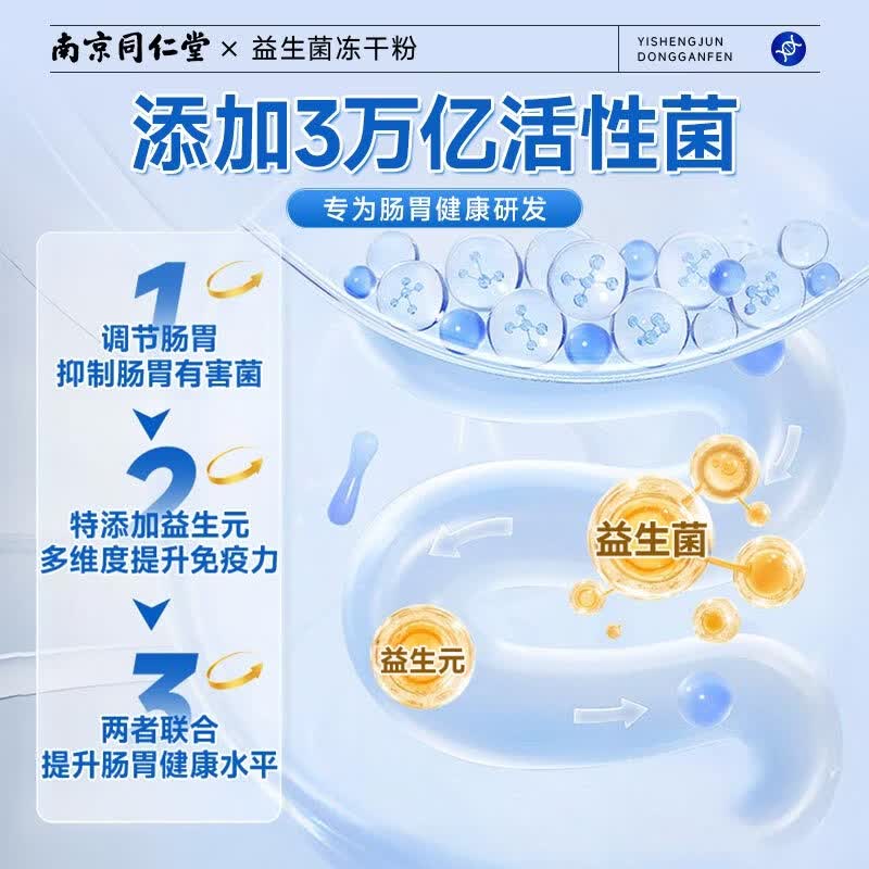南京同仁堂成人益生菌调理肠胃脾胃虚弱肠道消化便秘屁多调理肠胃益生菌 30条*5盒 【巩固养护】