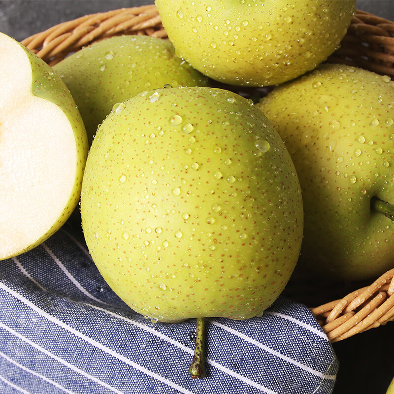 芬果时光陕西早酥梨青皮酥梨子当季新鲜水果455斤装