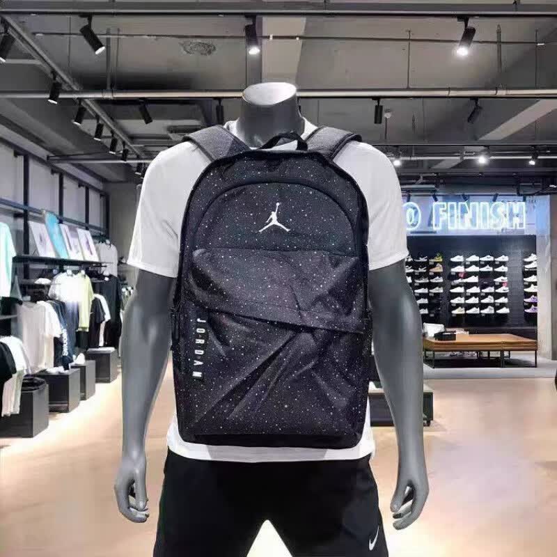 NBA KIDS满天星双肩包高中大学生书包AJ飞人通勤电脑包休闲运动背包 黑色 48cm宽28cm厚18cm
