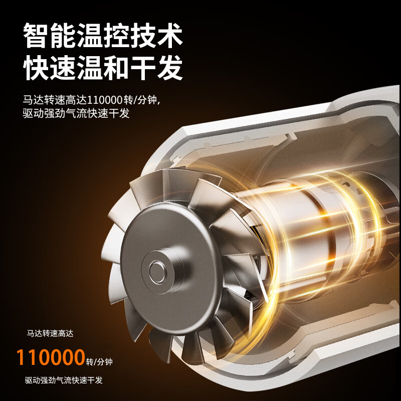 戴森德乐新款HD8华强北弯管大功率护发理发店电无叶吹风负离子静音电吹风 HD18晶耀紫 六风嘴 1.8米