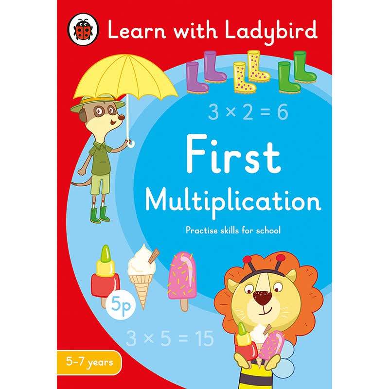 现货 英文原版一次乘法与瓢虫一起学习5-7岁活动书First Multiplication: A Learn with Ladybird Activity Book儿童数学科普