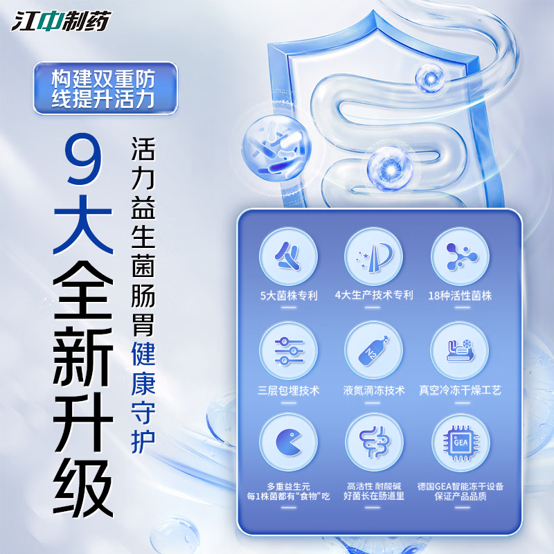 江中益生菌 12000 亿成人肠胃肠道益生元调理双歧杆活菌 20条*5盒